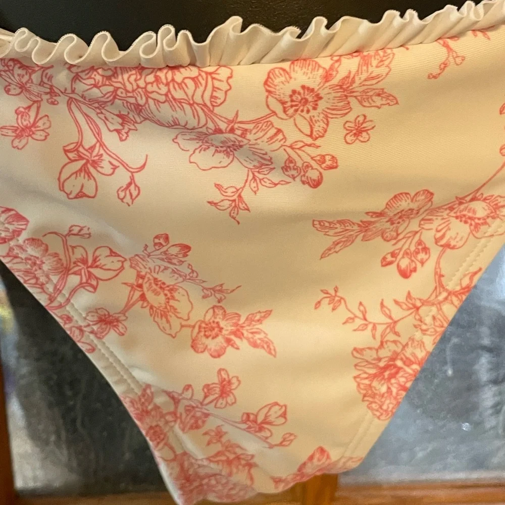 No Boundaries Cream and Pink Floral Tie-Side Bikini